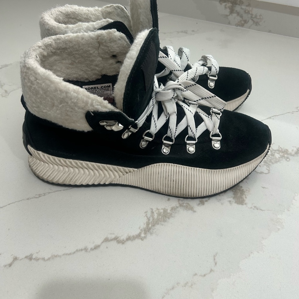 Sorel Waterproof Black and White Winter Sneakers